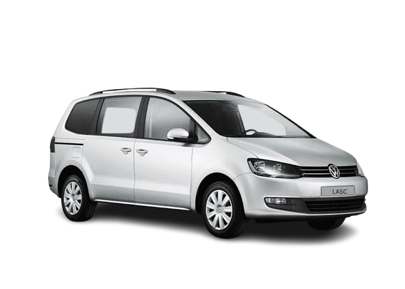 VW Sharan, Seat Alhambra, Ford Galaxy or similar. These can accommodate up to 5 passengers with 3 suitcases(23kg max), or 6 passengers with 4 hand luggage(Cabin size) or 4 passengers with 5 suitcases(23kg max)